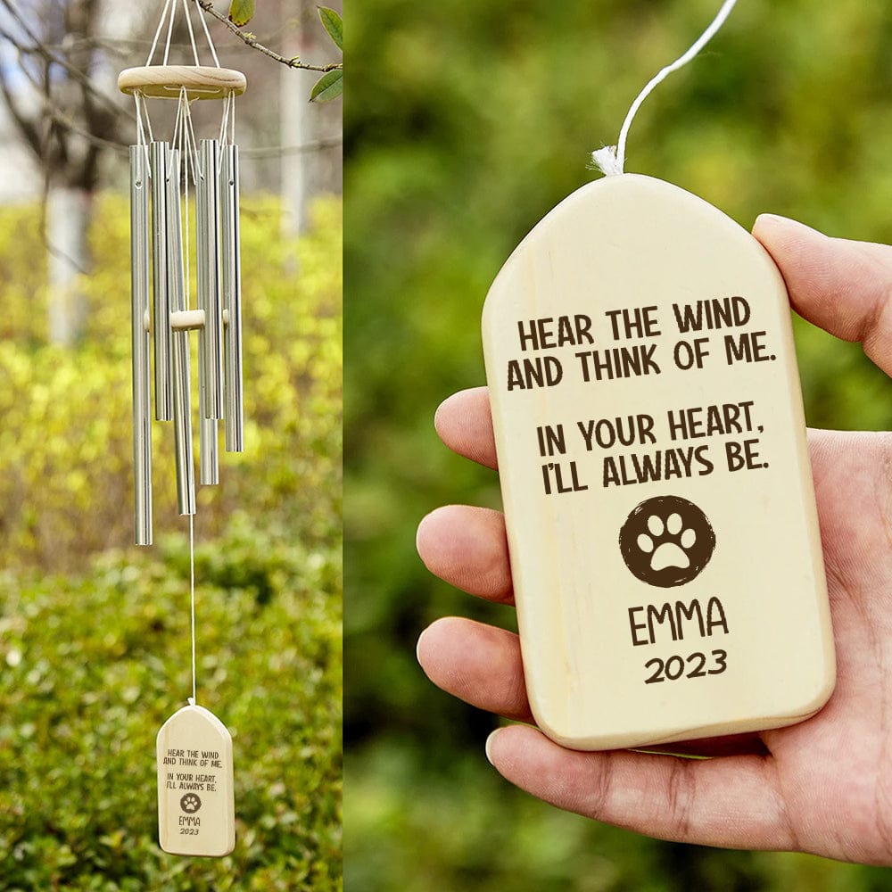 Hear The Wind And Think Of Me Dog Cat Memorial Wind Chimes Personalized Gifts Memorial Dog Gift for Owners House Decor gift