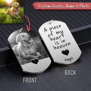 Sympathy Quotes Pet Metal Keychain, Pet Photo Engraved Keychain