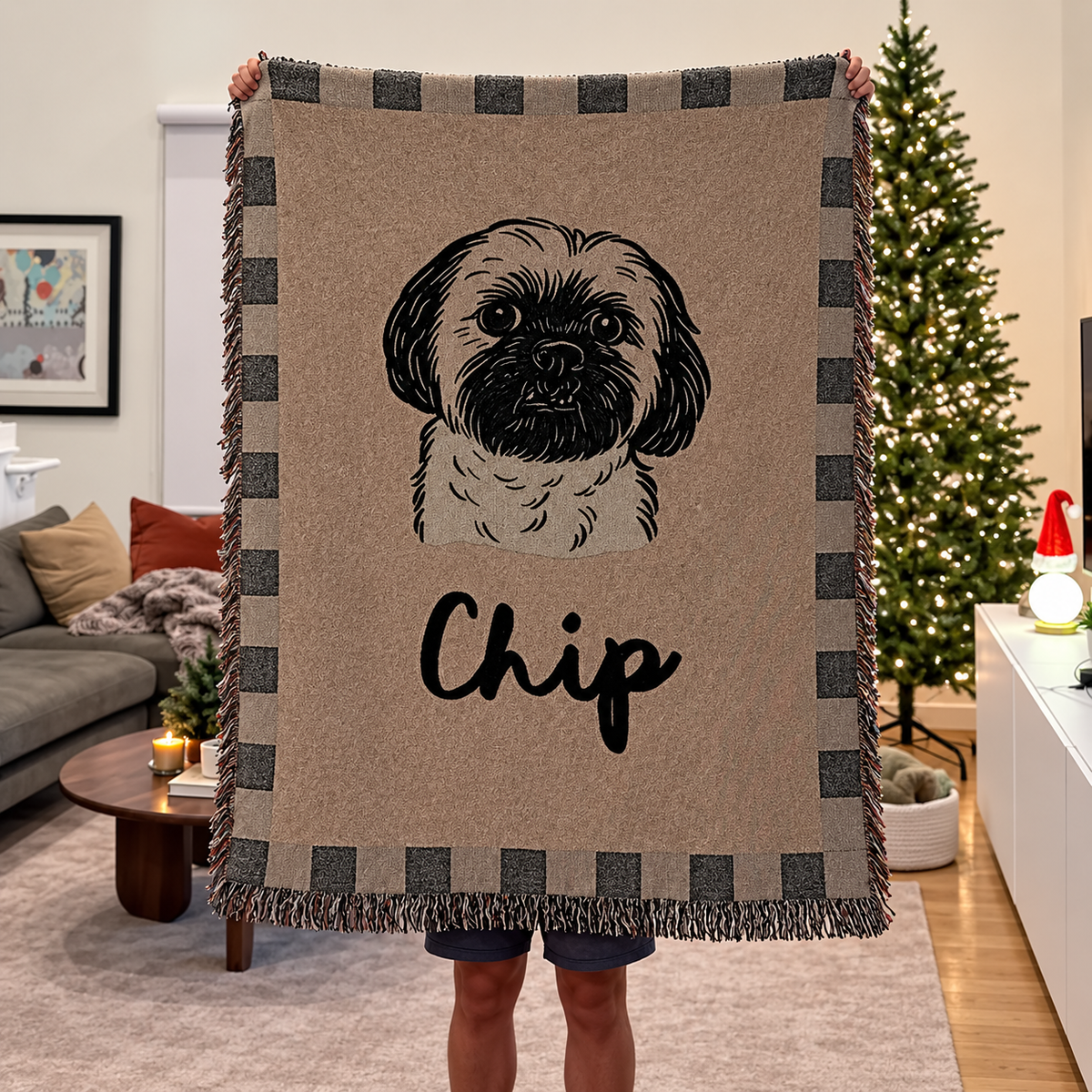 Custom Woven Blanket With Pet Portrait, Custom Pet Blanket, Pet Memorial Blanket, Custom Dog Blanket, Gift For Pet Lovers
