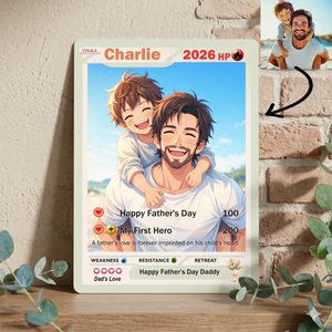 Custom Father & Children Trading Card For Dad, Father's Day