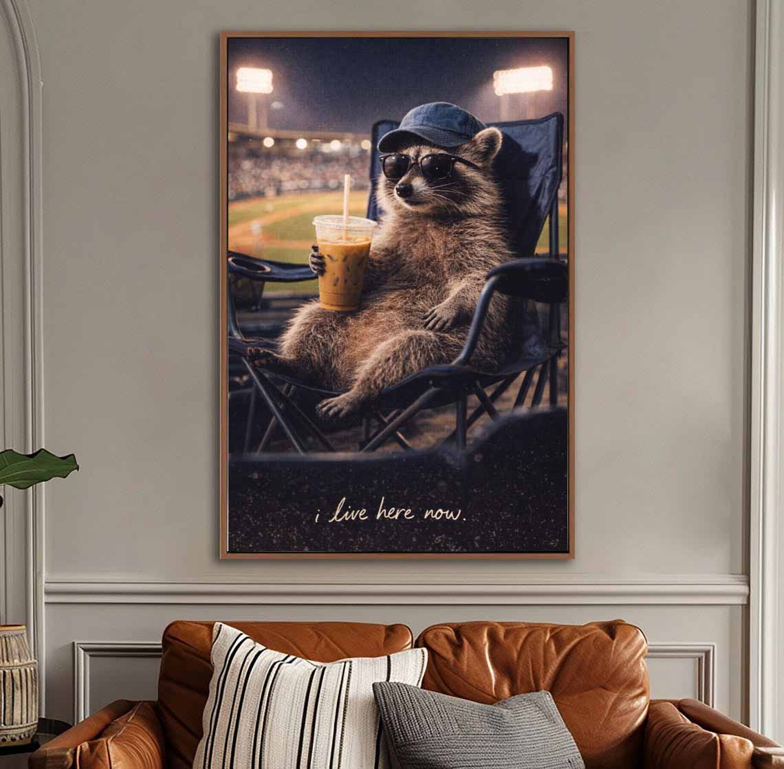 Funny I Live here Now baseball Funny Dog Art Funny Animal Print, Coffee Lover Gift, Dog Lovers Gift , Dog Mom Gift Dog Dad Gift