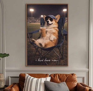 Funny I Live here Now baseball Funny Dog Art Funny Animal Print, Coffee Lover Gift, Dog Lovers Gift , Dog Mom Gift Dog Dad Gift