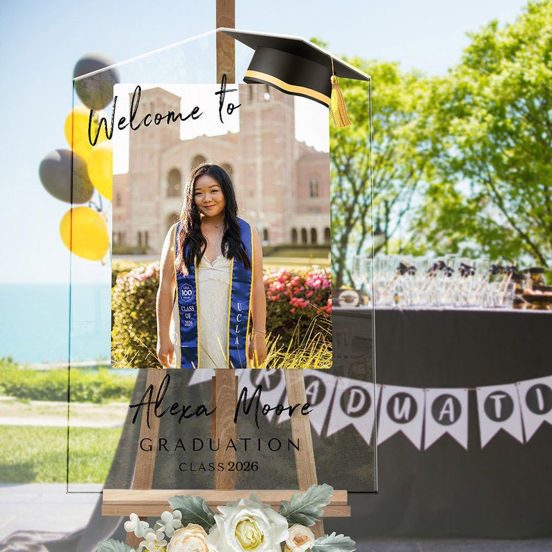Personalized Graduation Sign, Graduation Photo Sign, Graduation Party Sign with Picture, Custom Acrylic Graduation Party Decorations
