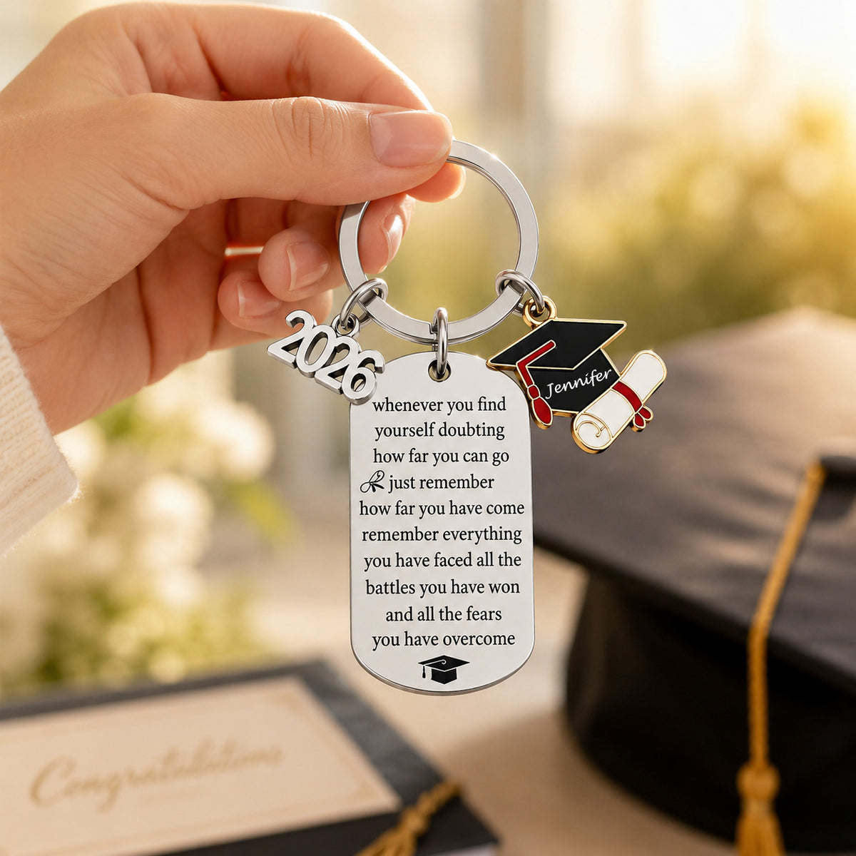 Graduation Keychain, Custom 2026 Graduation Keyring, Graduation Keepsake for Her, Him, Friend, Gift for Graduates, You Did It, Class of 2026