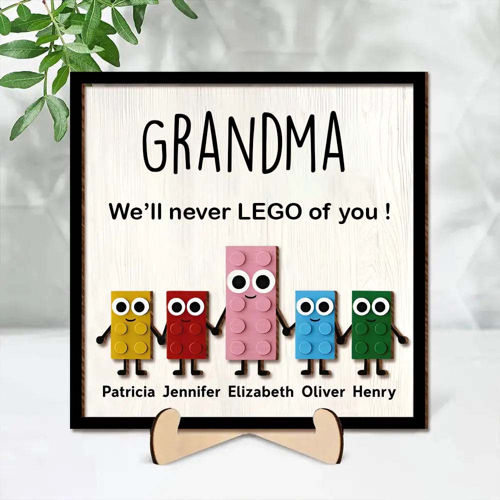 Mommy We'll Never LEGO of you Personalized 2-Layer Wooden Plaque Gift for Mom or Grandma Mother's Day Gift