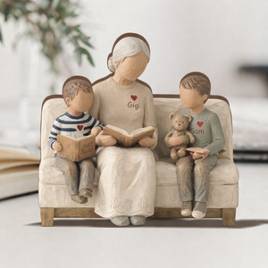 Personalized Grandma 2D FLAT Wooden Block, Grandmother With Grandkids,Custom Family Keepsake, Mothers Day Gift For Grandma,Nana Reading Kids