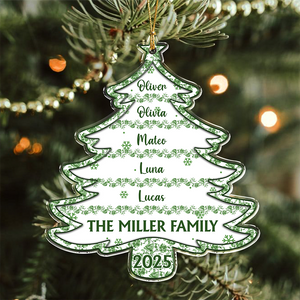 Family Christmas Tree Toile De Jouy - Personalized Acrylic Ornament - Christmas Gift For Family