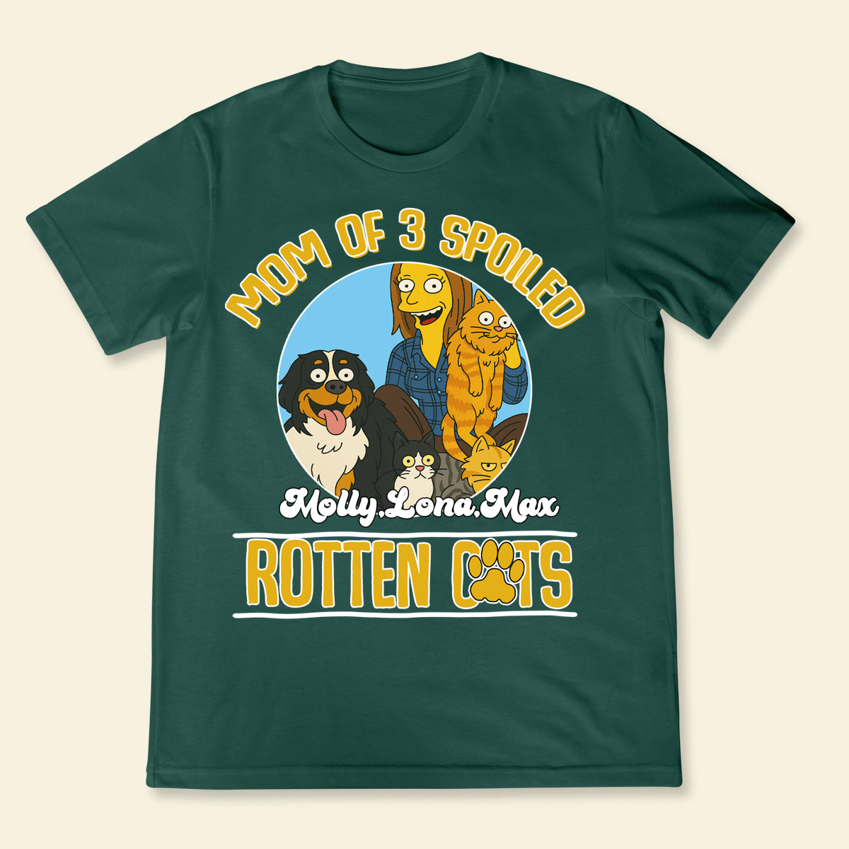 Mom Of A Spoiled Rotten Cat Simpsonize Potrait - Personalized Shirt For Cat Lovers, Gift For Cat Mom