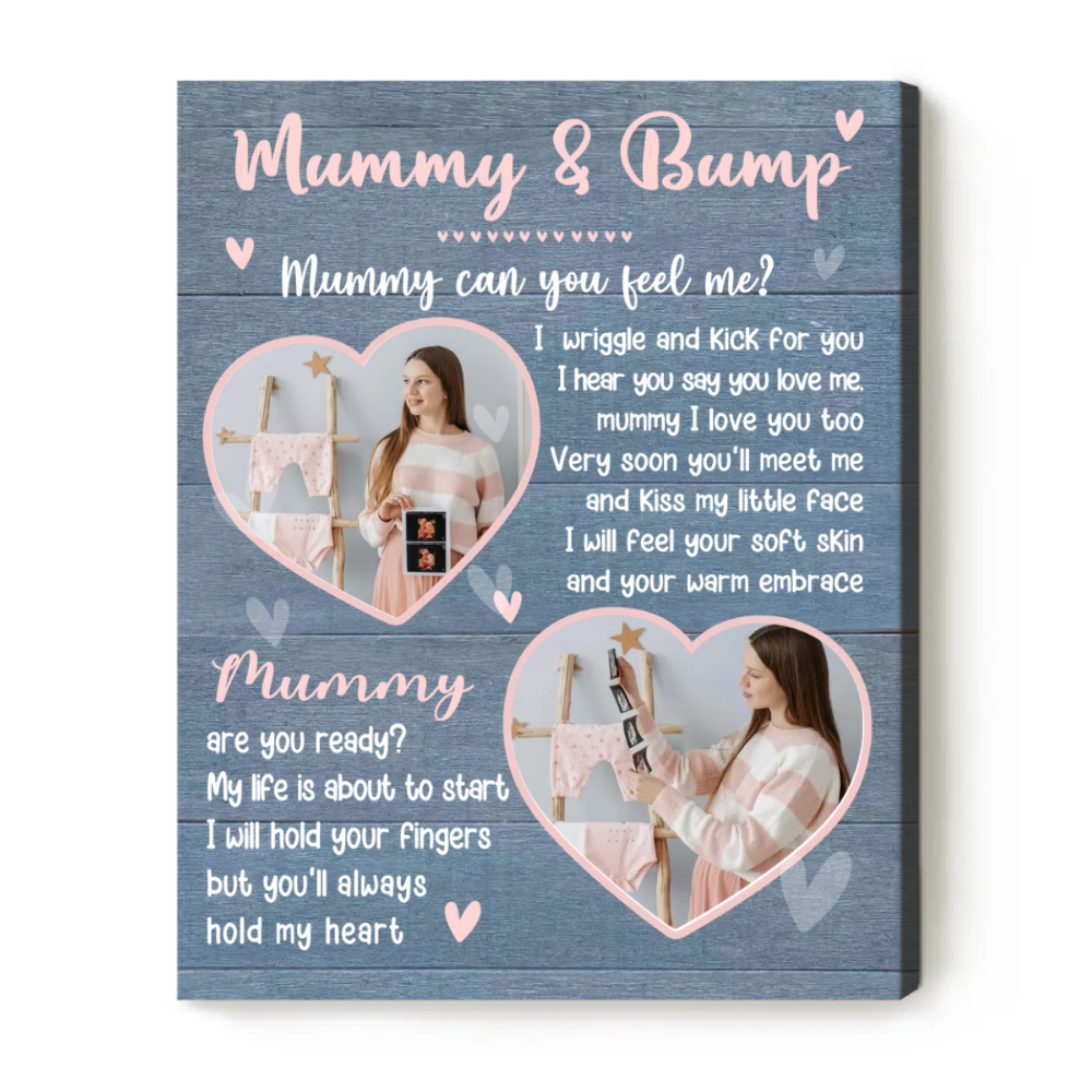 Mother's Day Pregnancy Gift For Mom To Be, Mummy And Bump Custom Photo Canvas, Personalized Ultrasound Photo Print, Gifts For Expecting Mom From Bump