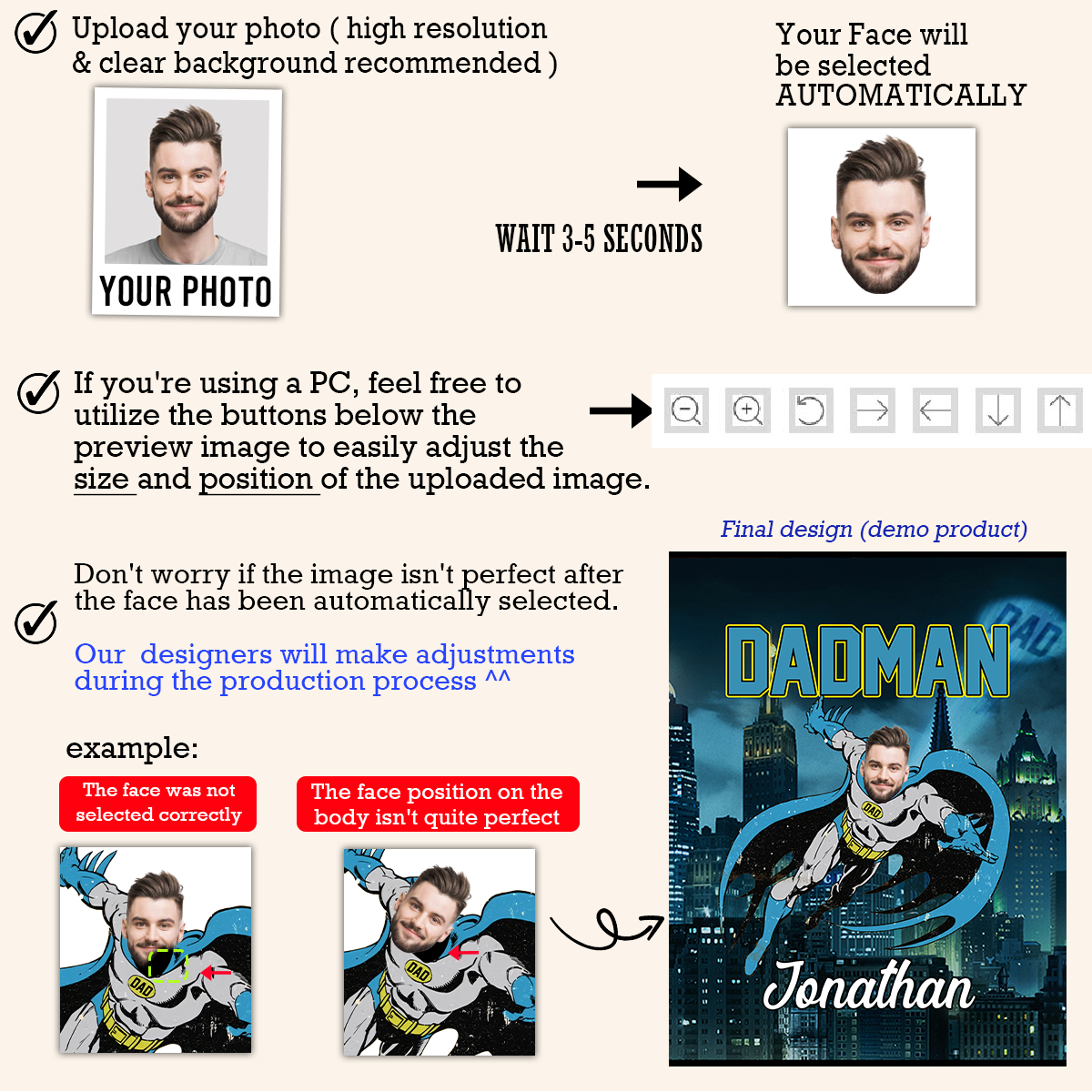 Custom Photo Throw Blanket - DADMAN Super Hero - Father's Day Gift For Dad - Personalized Gift For Dad