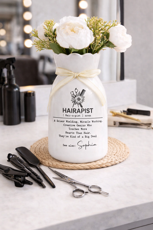 Hairapist Miracle Working, Personalized Bloom Flower Vase , Ceramic Flower Vase Gift For Hair Stylist