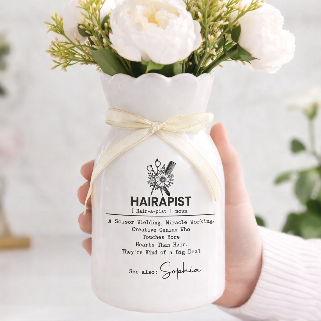 Hairapist Miracle Working, Personalized Bloom Flower Vase , Ceramic Flower Vase Gift For Hair Stylist