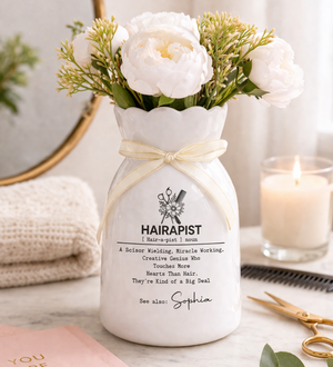Hairapist Miracle Working, Personalized Bloom Flower Vase , Ceramic Flower Vase Gift For Hair Stylist