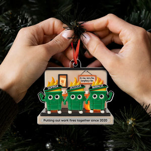 3D Effect Dumpster Fires In Office Scene - Personalized Acrylic Ornament - Funny Gift For Colleagues, Work Besties