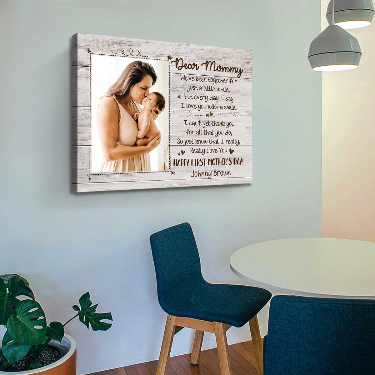 Happy First Mother’s Day Photo Canvas, Personalized 1st Mother’s Day Gift From Baby, Mother’s Day Gifts for New Mom