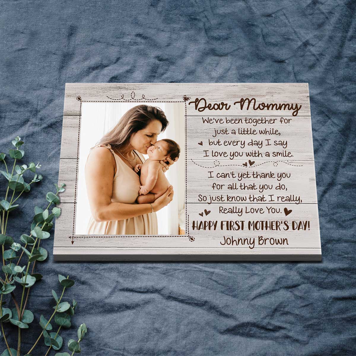 Happy First Mother’s Day Photo Canvas, Personalized 1st Mother’s Day Gift From Baby, Mother’s Day Gifts for New Mom