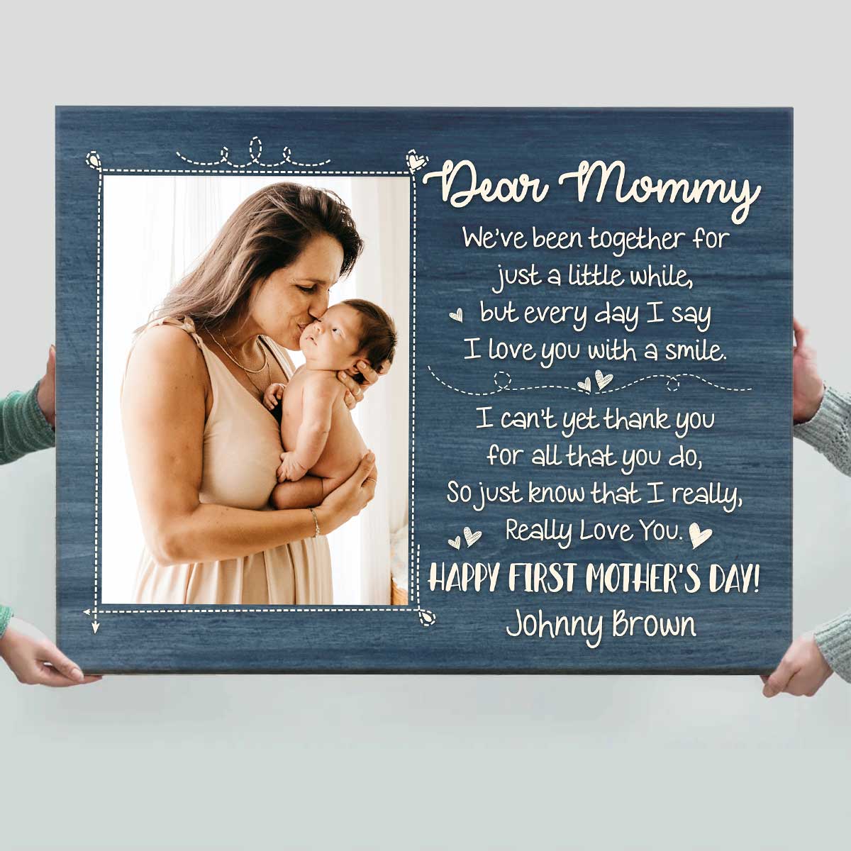 Happy First Mother’s Day Photo Canvas, Personalized 1st Mother’s Day Gift From Baby, Mother’s Day Gifts for New Mom