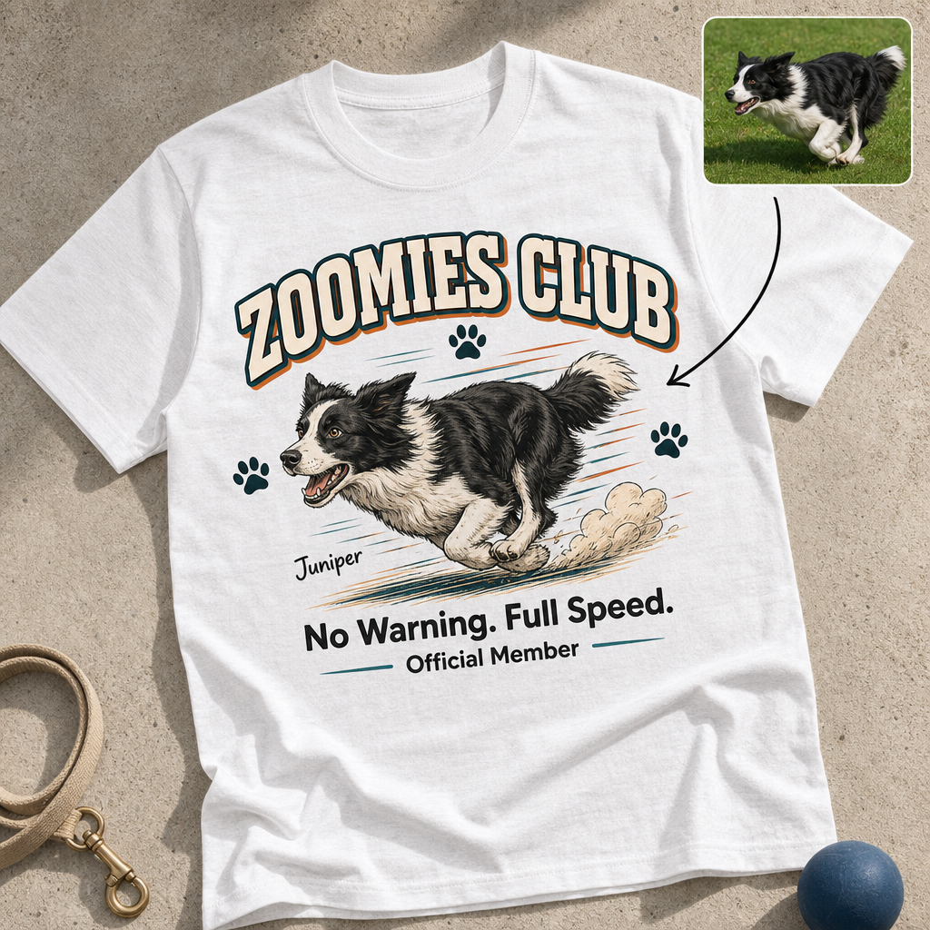 Zoomies Club – Personalized Photo T-shirt – Pet Lover Gift hero-6a7bf1e3918b557e66f3cb77.png