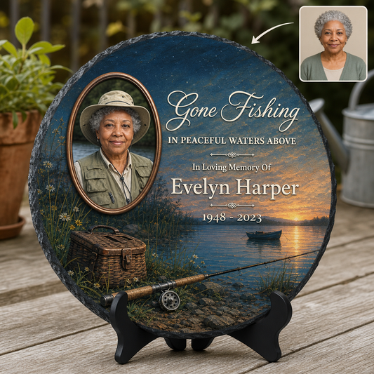Gone Fishing – Personalized Photo Memorial Stone – Memorial Gift hero-6a7bfc77918b557e66f3cb87.png