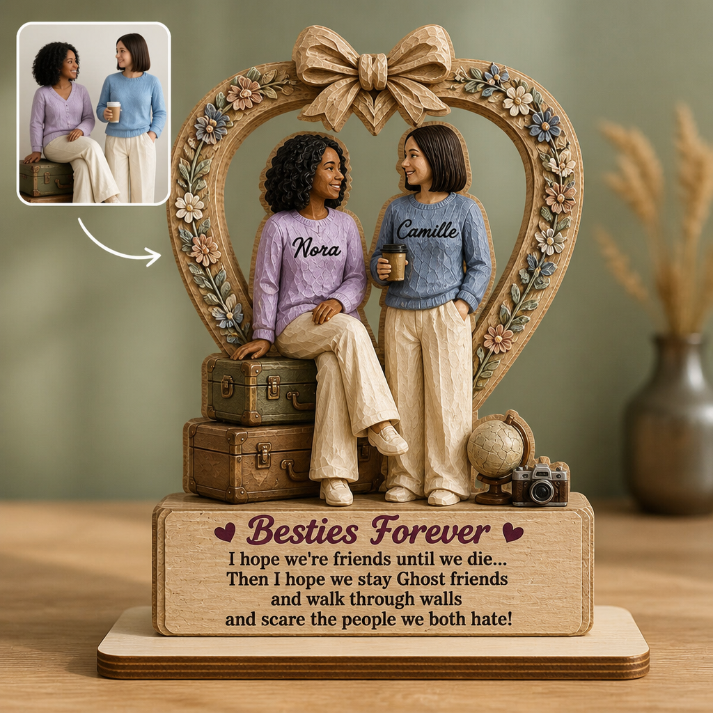 Besties Forever – Personalized Photo 2-Layer Standing Wooden Plaque – Friend Gift hero-6a9a456cf486fc7a754616f6.png