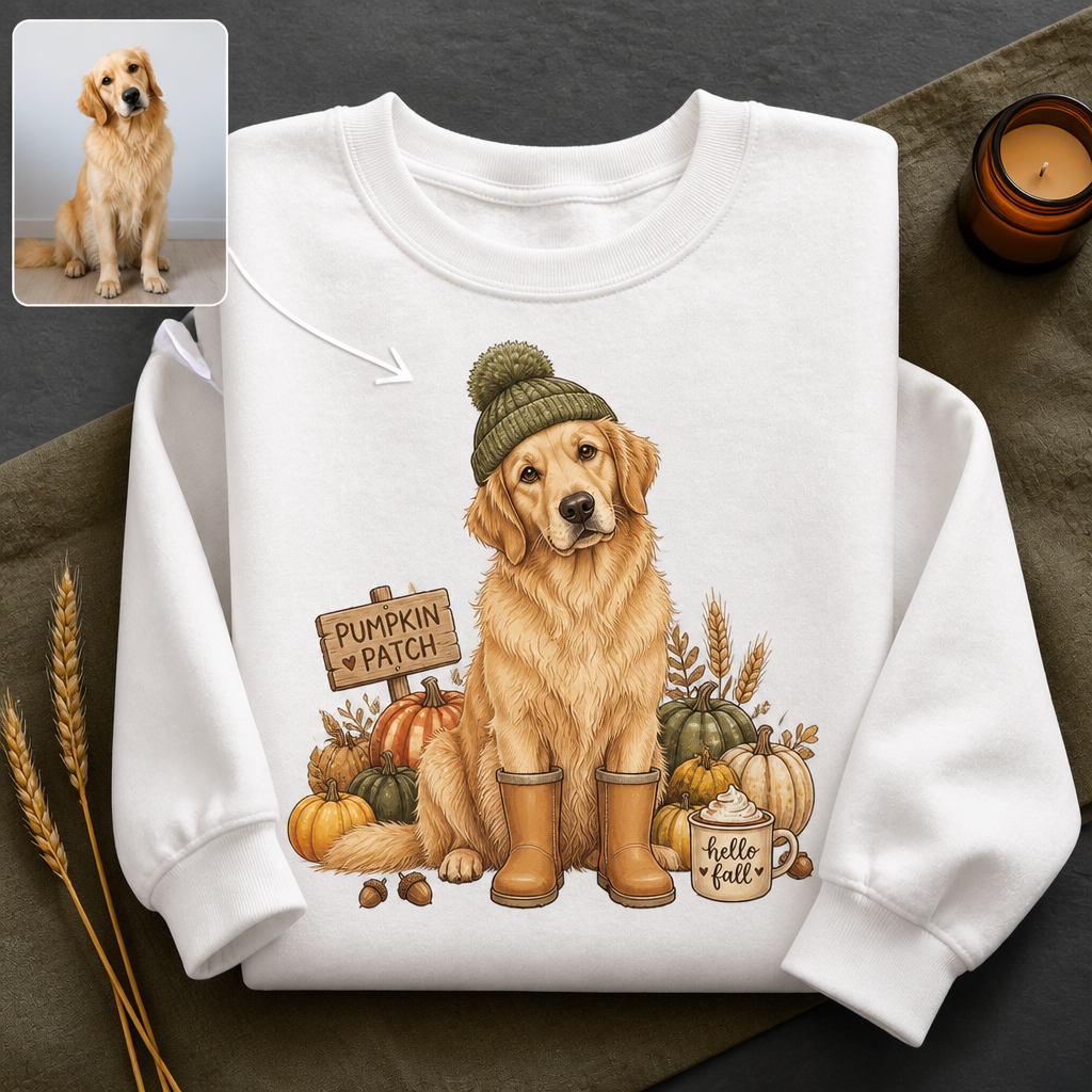 PUMPKIN PATCH hello fall – Personalized Photo Sweatshirt – Fall Gift hero-6a9a45daf486fc7a75461700.png