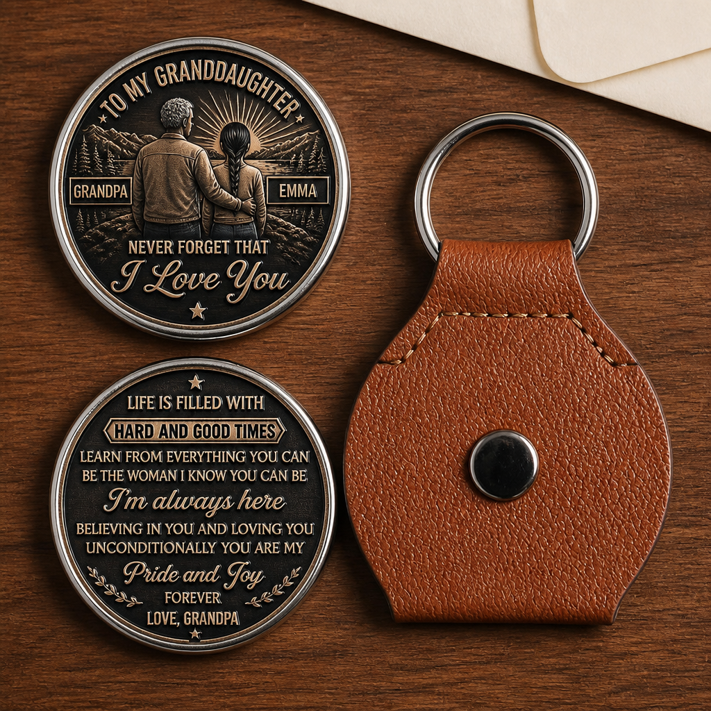 To My Granddaughter – Personalized Leather Keychain – Granddaughter Gift hero-6a9a4621f486fc7a75461706.png