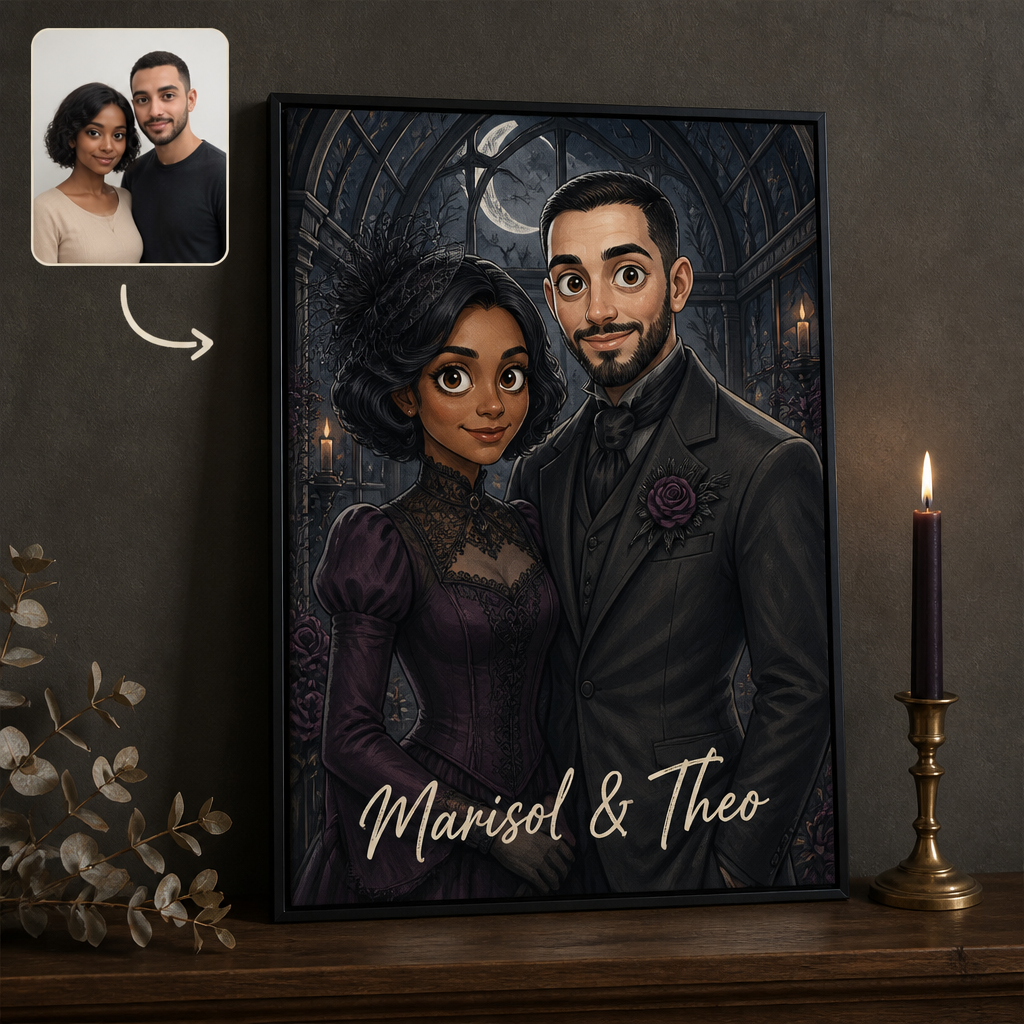 Custom Photo Gothic Portrait Art Couple Spooky Halloween - Personalized Poster hero-6a9a71e22d01afd238dcfeaf.png