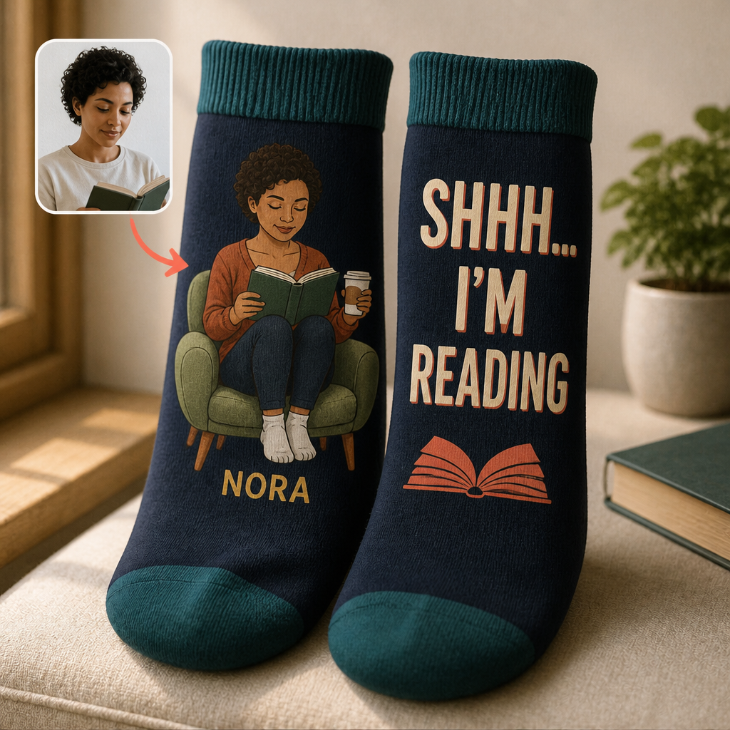 Shhh... I'm Reading – Personalized Photo Socks - All over printed – Reading Lover Gift hero-6a9a71f02d01afd238dcfeb1.png