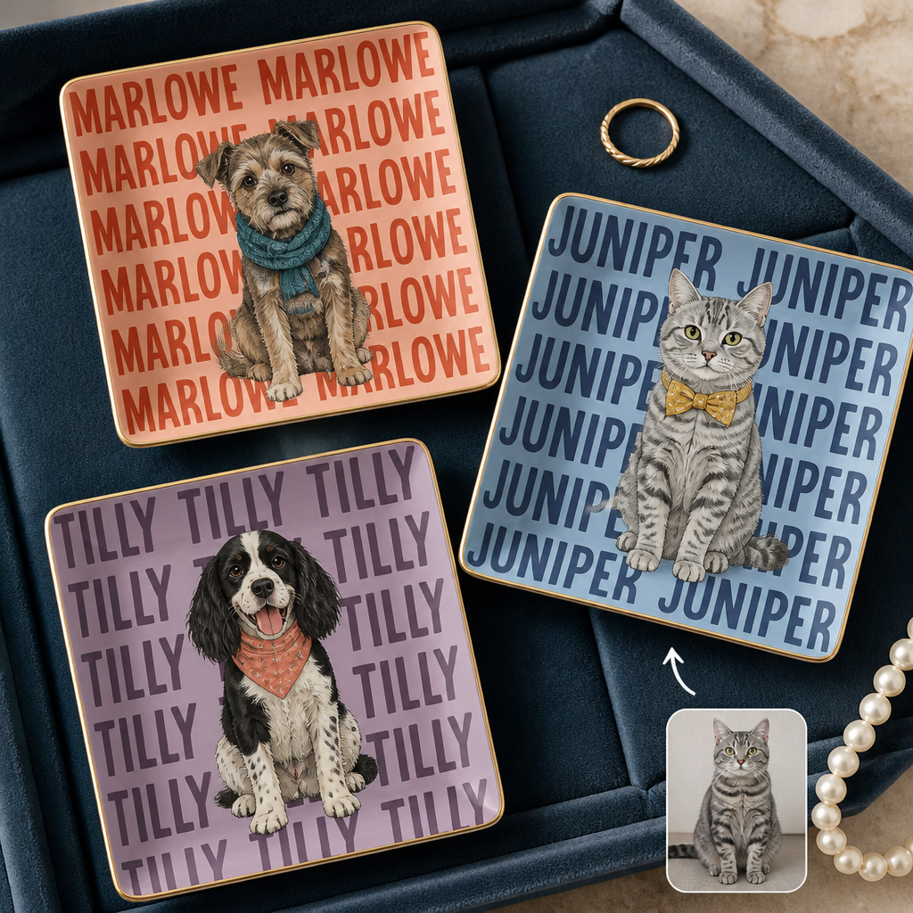 Personalized pet name repeated as a bold background – Personalized Photo Jewelry Plate – Dog Lover Gift hero-6a9a7d13913f017642ef3d39.png