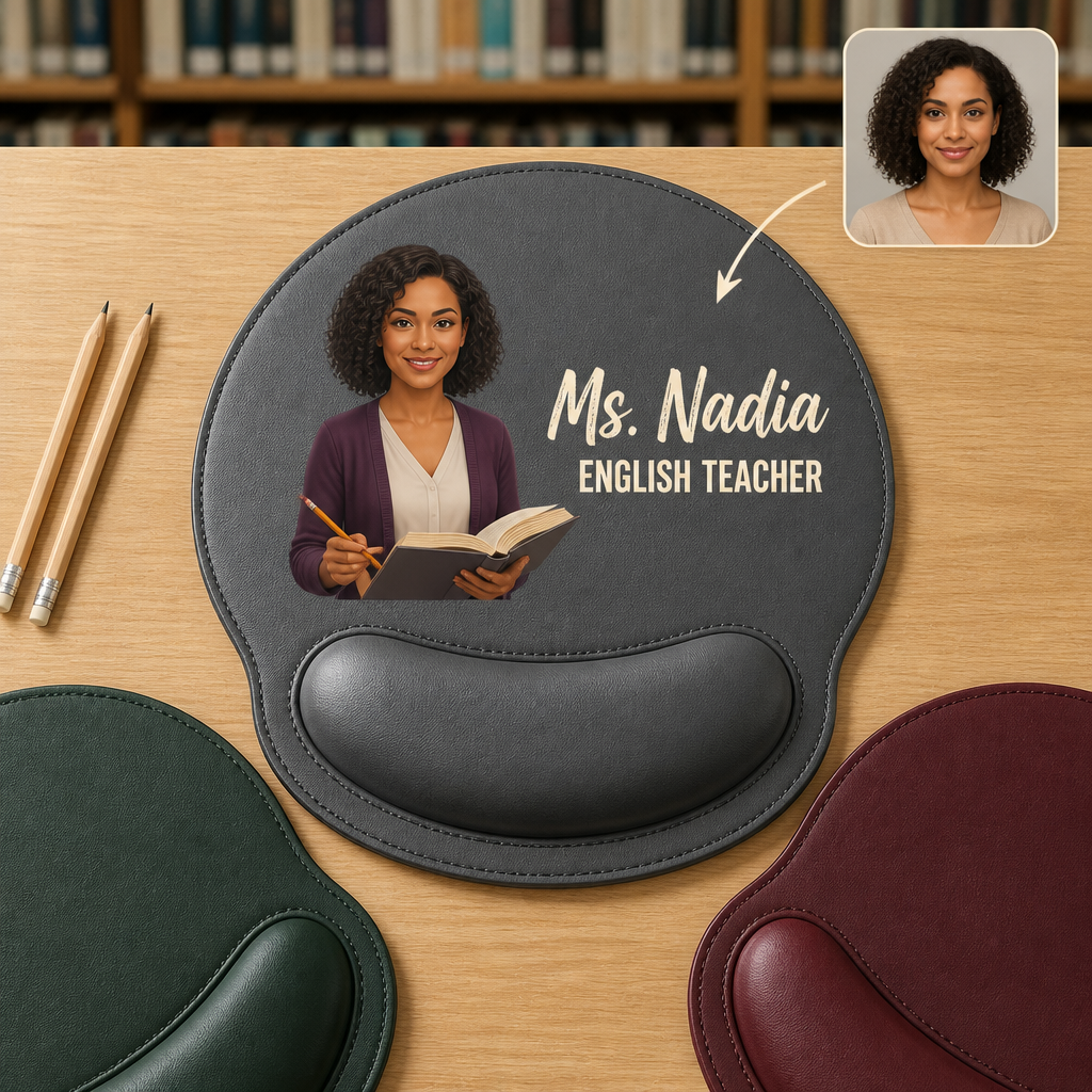 Ms. Nadia ENGLISH TEACHER – Personalized Photo Custom Mousepad – Teacher Gift hero-6a9a7dbf913f017642ef3d4b.png
