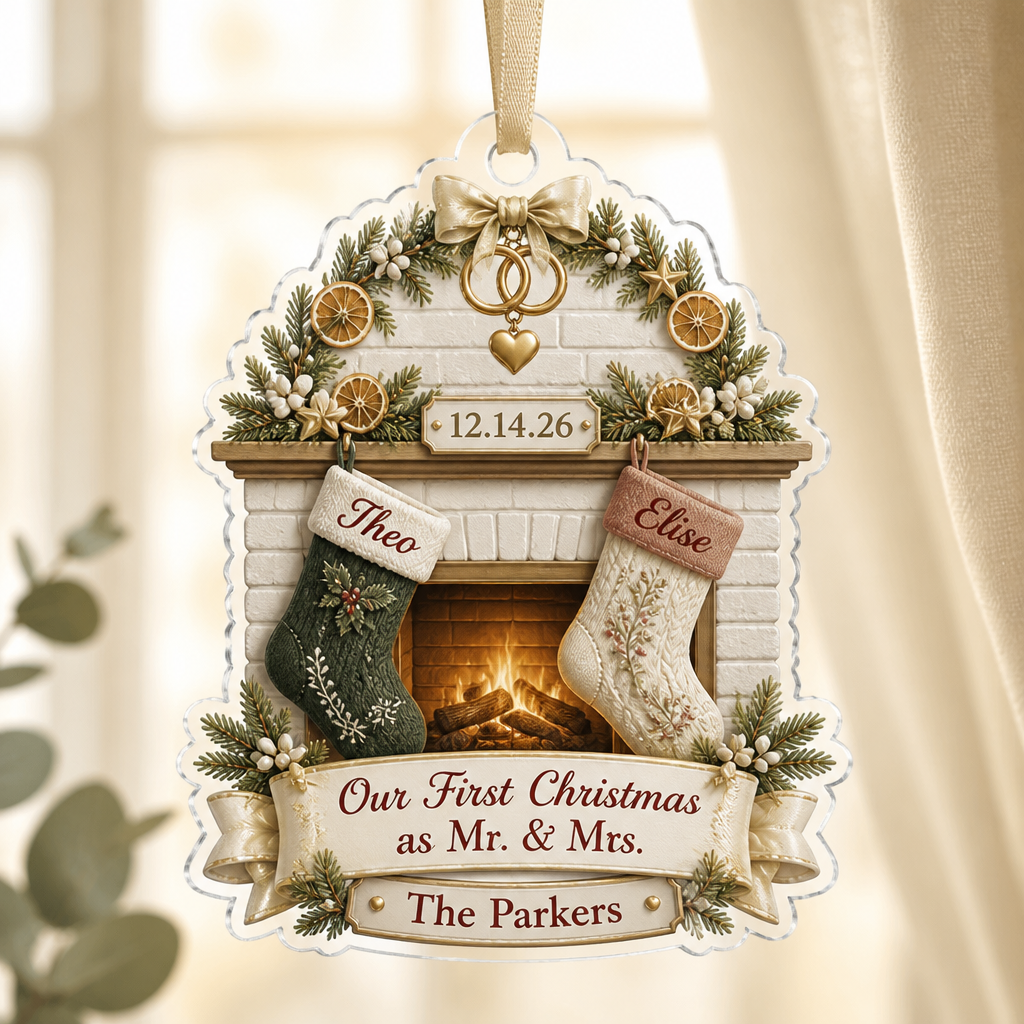 Our First Christmas – Personalized Custom Shape Wood and Acrylic Ornament – Christmas Gift hero-6a9b79b5a3125b38d225596d.png