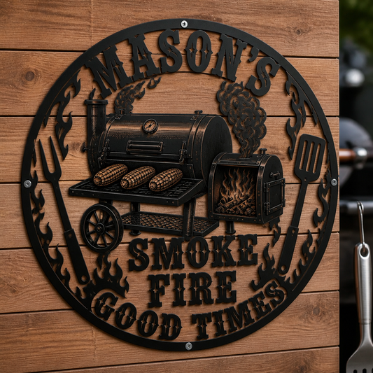 Smoke Fire Good Times – Personalized Metal Sign – Grilling Lover Gift hero-6a9f7798b497a020d58bbe0d.png