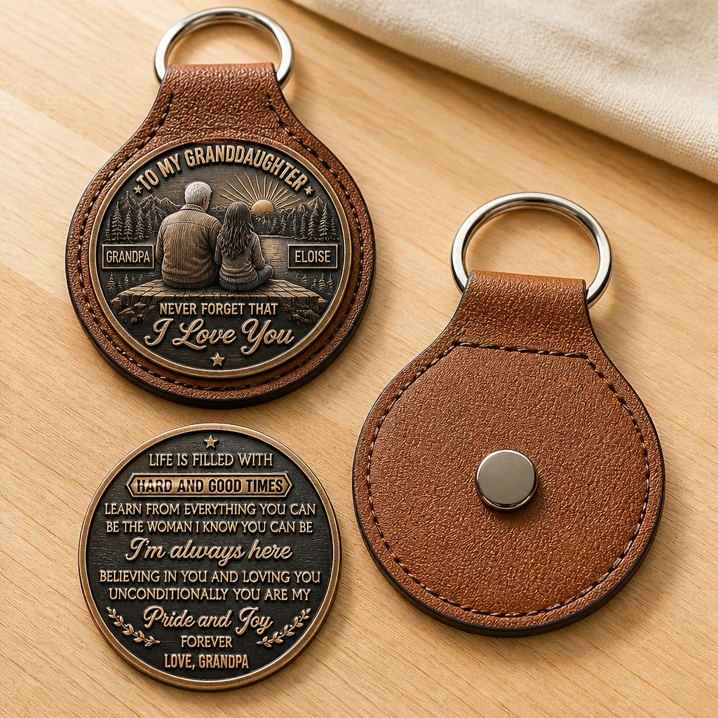 To My Granddaughter – Personalized Leather Keychain – Granddaughter Gift hero-6a9f78926891185e947fbb30.png