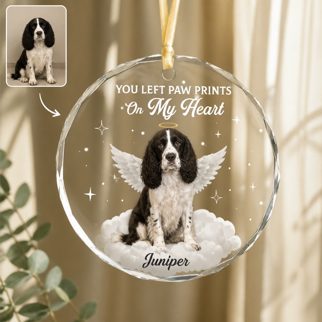 YOU LEFT PAW PRINTS On My Heart – Personalized Photo Transparent Acrylic Ornament – Memorial Gift hero-6aa273078988578dfffe3317.png