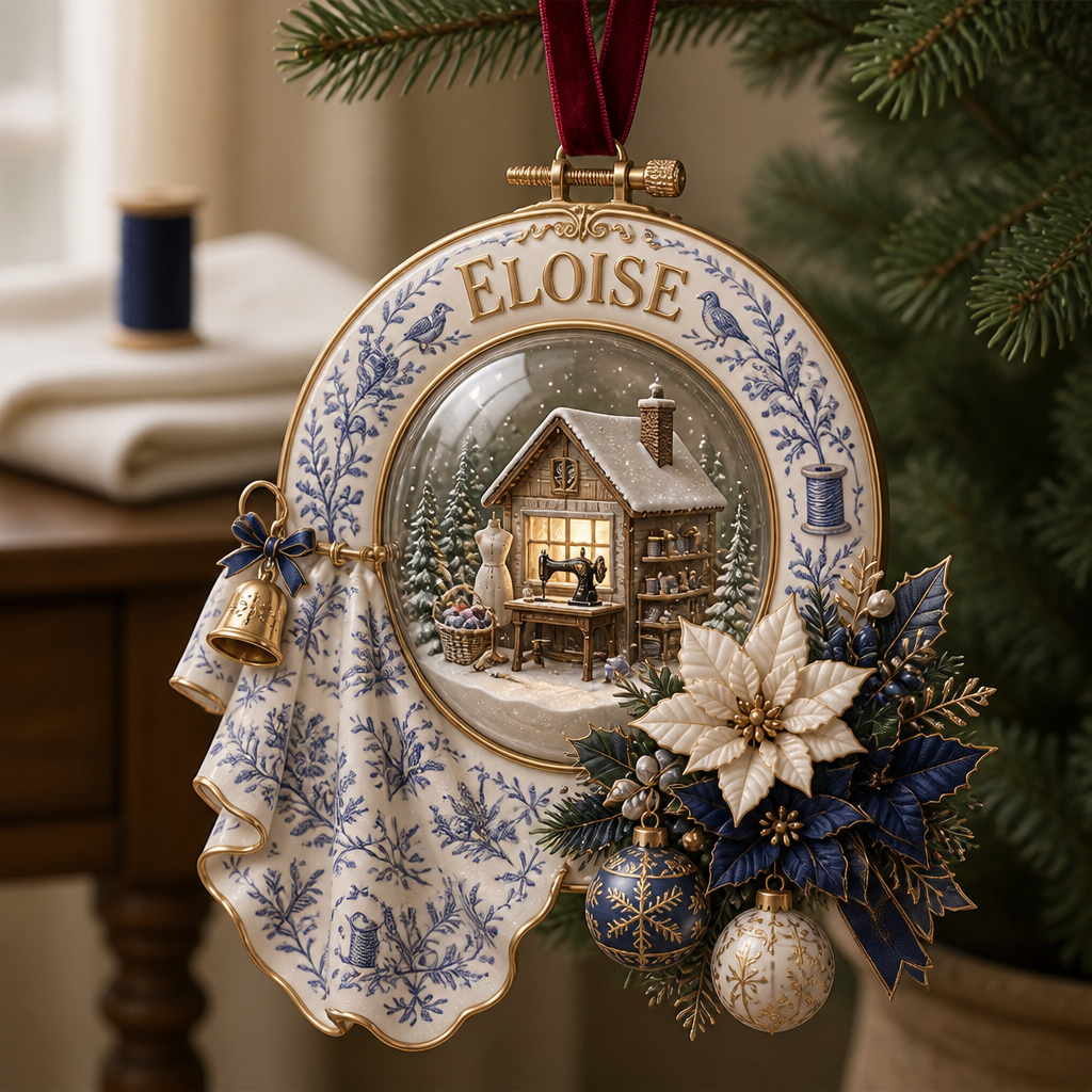 Toile de Jouy Christmas Sewing Ornament - Personalized Gifts For Christmas hero-6aa274018988578dfffe3345.png