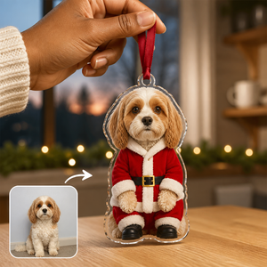 Personalized Pet Photo Christmas Ornament, Custom Dog Cat Santa Acrylic Ornament, Funny Pet Lover Christmas Gift hero-6aa6ba8396a20d0fd6745374.png