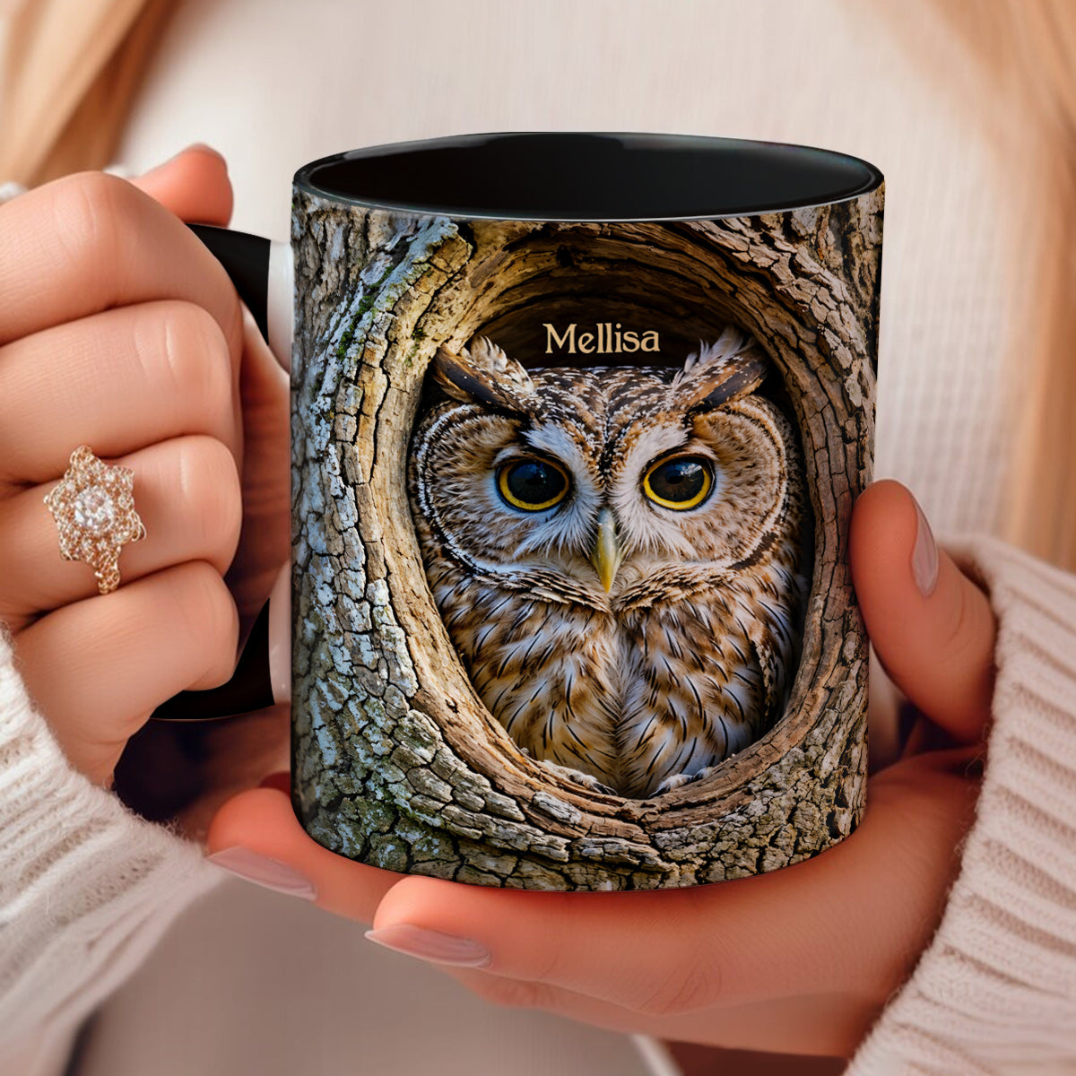 Owl Accent Mug Personalized Silent Watcher 2D Print