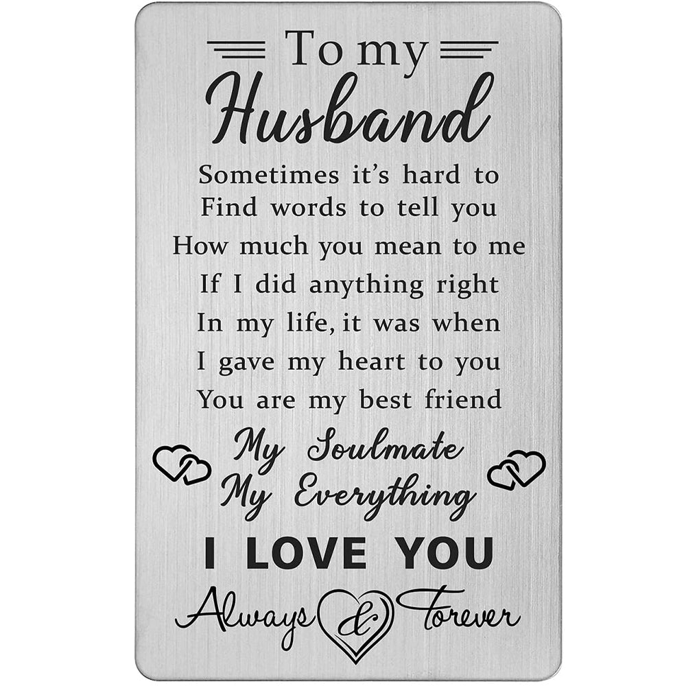 Husband Wallet Card Father s Day Gifts from Wife, I Love You Gifts for Him Husband Birthday Card, Unique Wedding Anniversary Presents for Men, Valentines Day