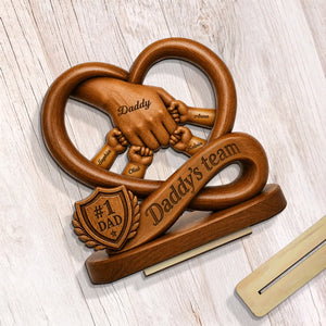 Daddy's Dream Team Fist Bump - Personalized Wooden Plaque - Father's Day Gift for Dad, Husband