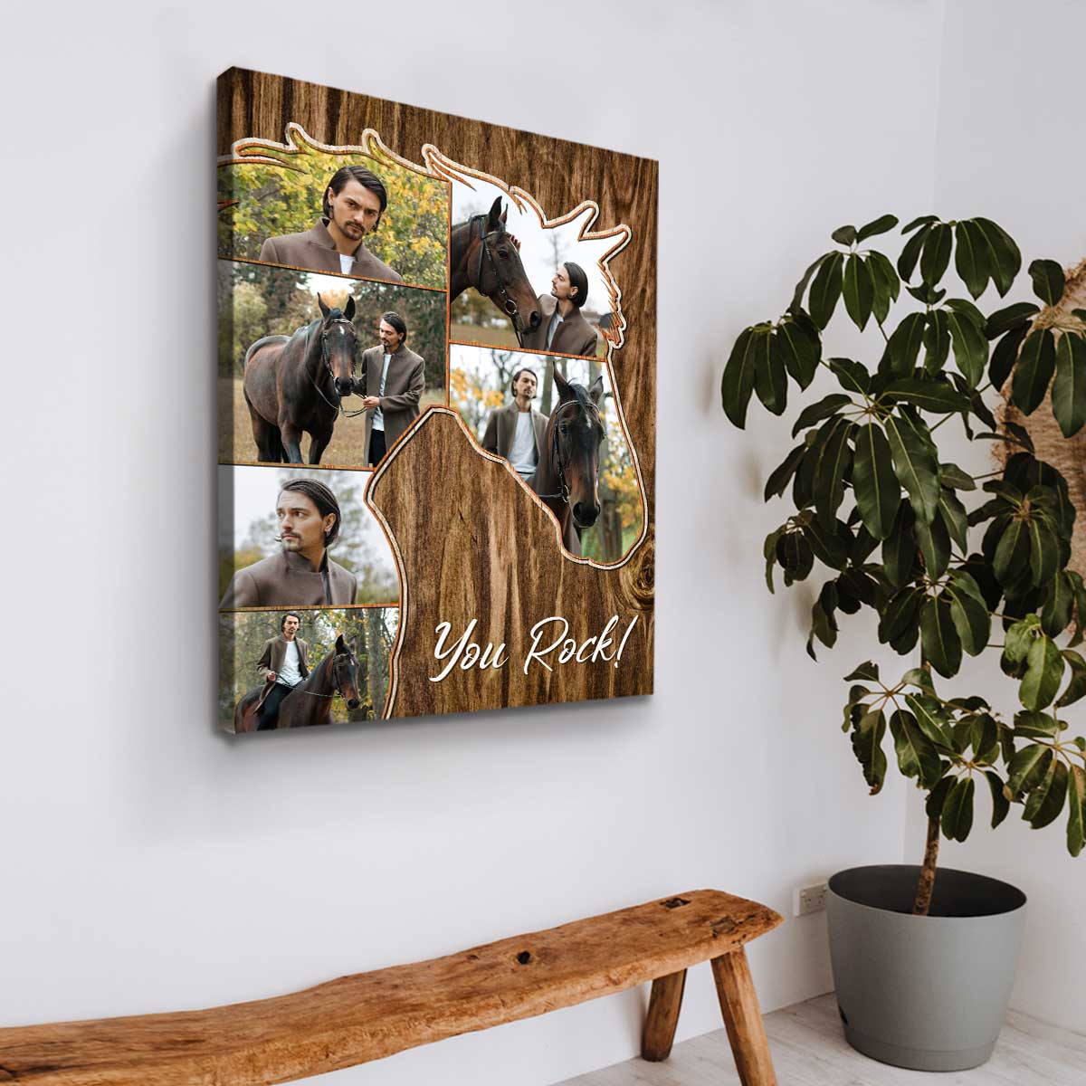 Horse Head Photo Collage Gift, Christmas Gifts For Horse Lover, Horse Gifts, Personalized Horse Wall Art