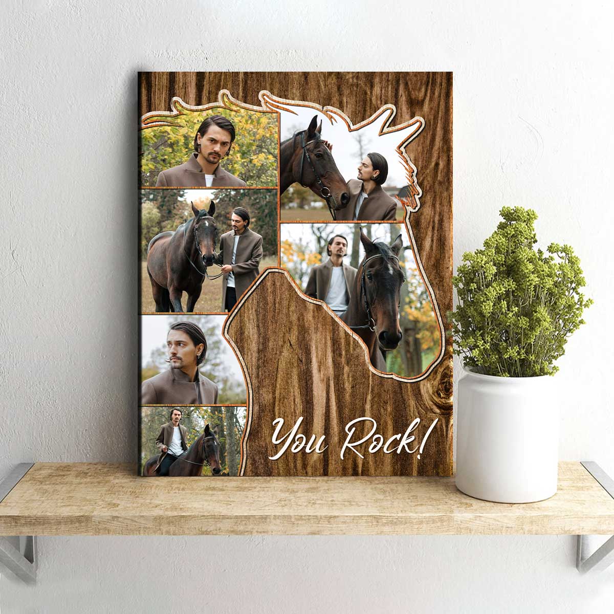 Horse Head Photo Collage Gift, Christmas Gifts For Horse Lover, Horse Gifts, Personalized Horse Wall Art