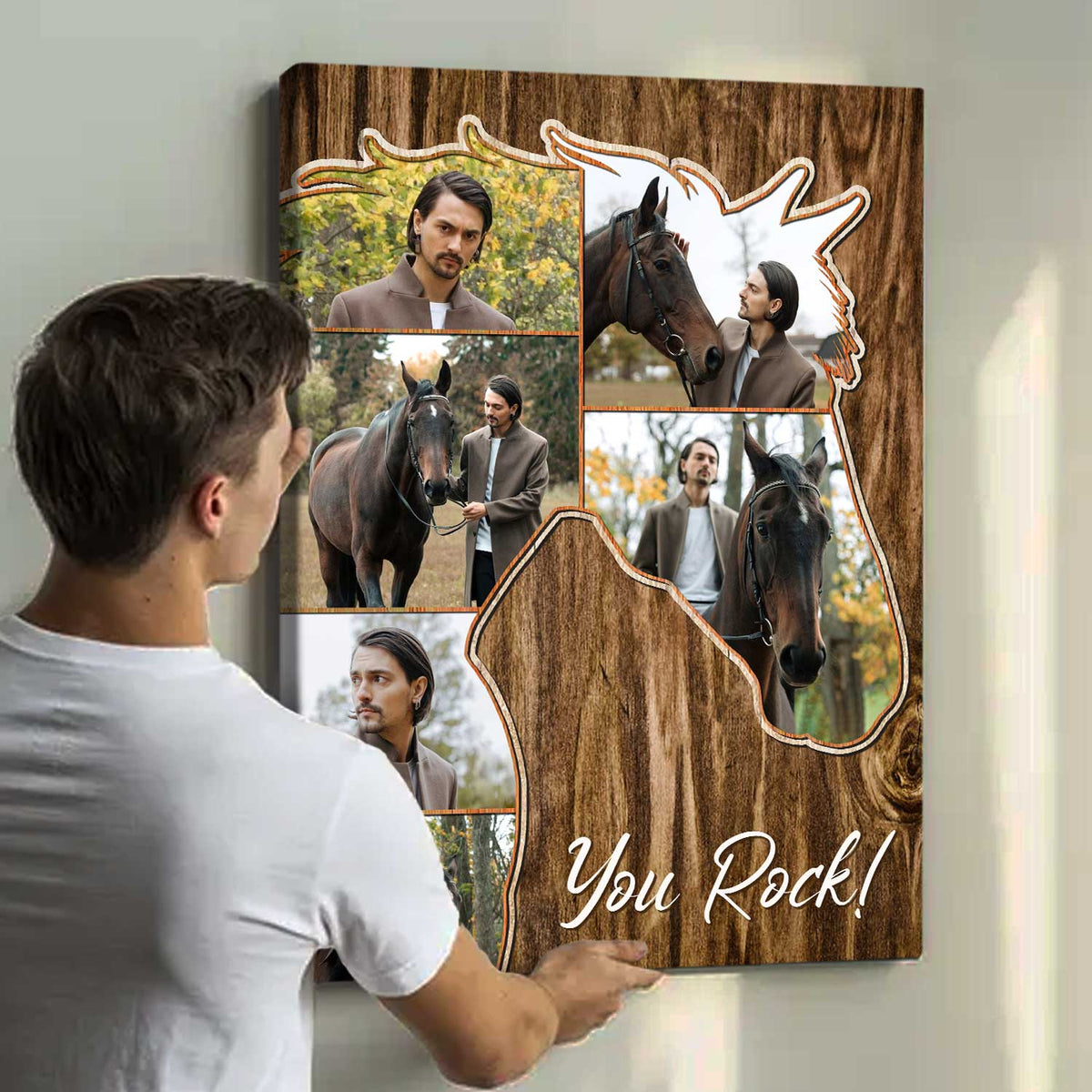 Horse Head Photo Collage Gift, Christmas Gifts For Horse Lover, Horse Gifts, Personalized Horse Wall Art