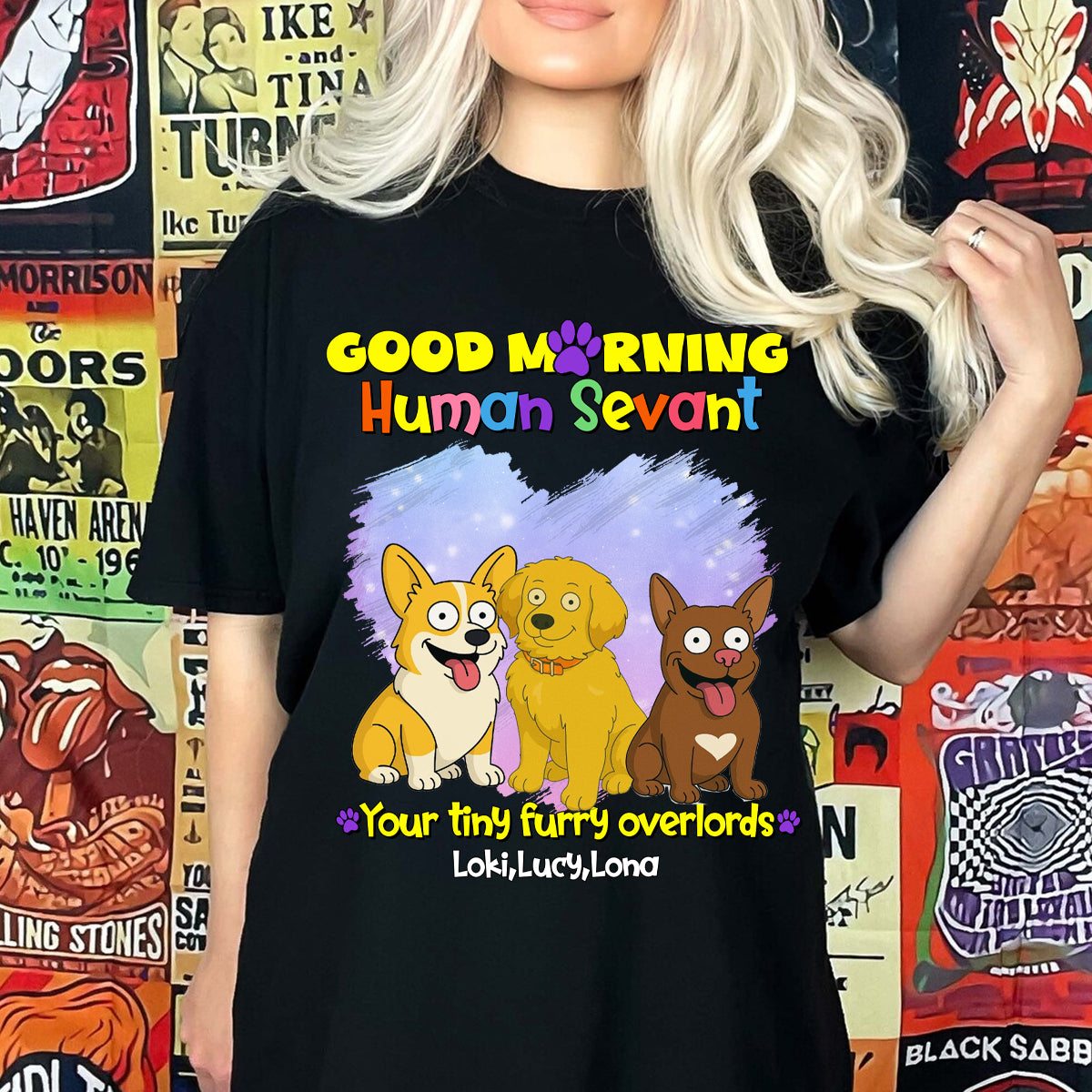 Good Morning Human Servant Your Tiny Furry Overlords - Personalized Apparel, Shirt For Dog Lovers Gift For Pet Owner, Simpsonize Shirt For Dog Mom Dog Dad