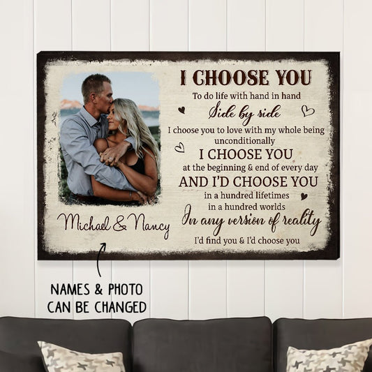 I Choose You From The Beginning Gift For Couple Boyfriend Girlfriend Wedding Gift - Personalized Custom Photo Canvas Print