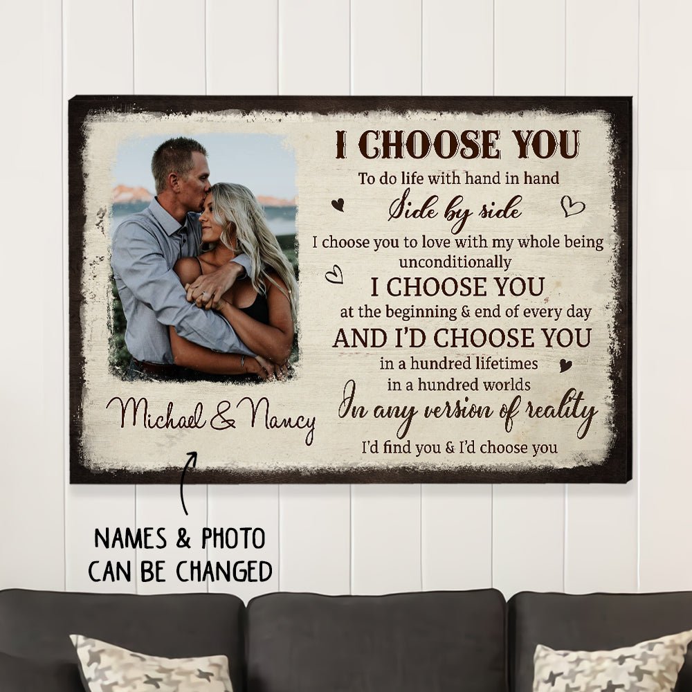 I Choose You From The Beginning Gift For Couple Boyfriend Girlfriend Wedding Gift - Personalized Custom Photo Canvas Print
