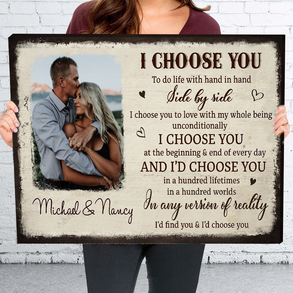 I Choose You From The Beginning Gift For Couple Boyfriend Girlfriend Wedding Gift - Personalized Custom Photo Canvas Print