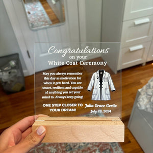 Custom White Coat Ceremony Gift Acrylic Square Plaque for Future Doctor First White Coat Medical Student Personalized Med School Graduation