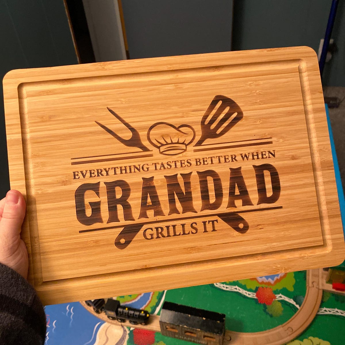 Personalized BBQ Cutting Board Gift for Grandpa, Grilling Accessory, Gift from Grandkids, Father's Day Gift, Grandpa's Birthday Gift