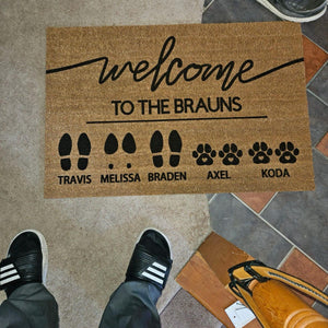 Custom Family & Pet Name Welcome Mat | Custom Names Doormat | Welcome Mat | Housewarming Gift | Pet Lover Gift | New Home Closing Gift