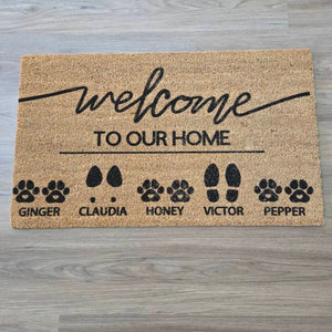 Custom Family & Pet Name Welcome Mat | Custom Names Doormat | Welcome Mat | Housewarming Gift | Pet Lover Gift | New Home Closing Gift